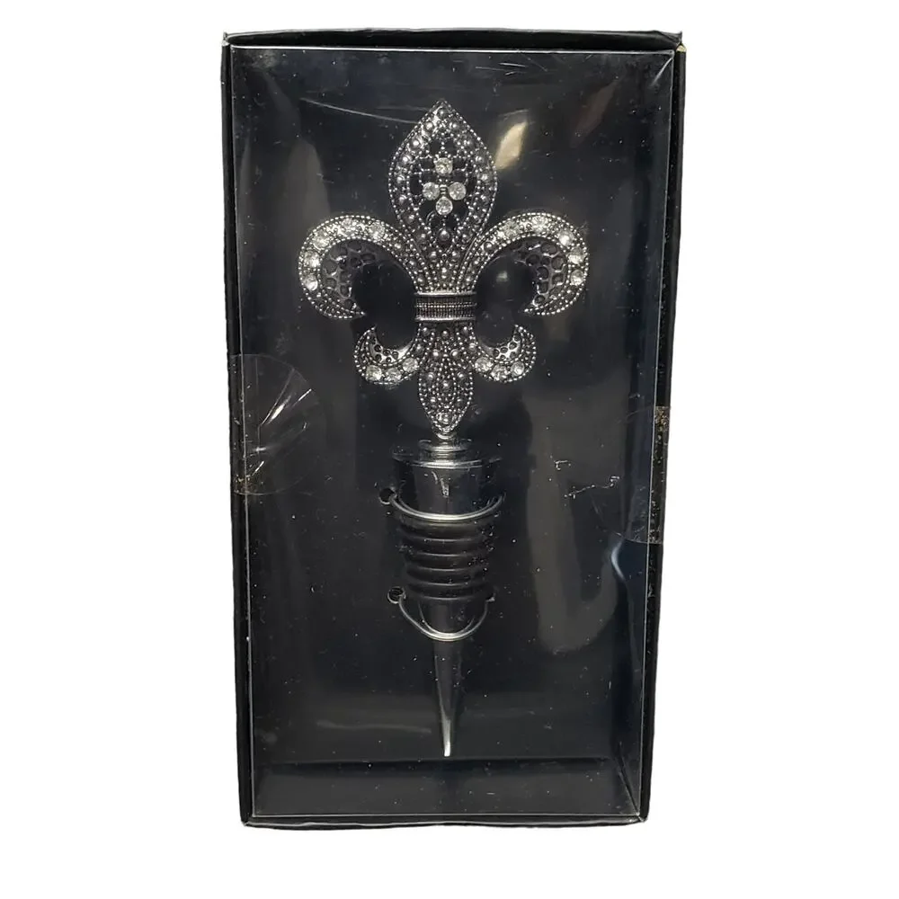 Kraftware Collection Fleur De Lis Black Pastime Ice Bucket Social Club Wine Plug